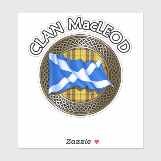 Clan MacLeod Tartan Knot & Flag Sticker (Vel)