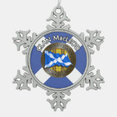 Clan MacLeod Tartan Knot & Flag Tin Sneeuwvlok Ornament (Voorkant)