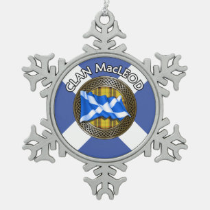 Clan MacLeod Tartan Knot & Flag Tin Sneeuwvlok Ornament