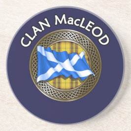 Clan MacLeod Tartan Knot & Flag Zandsteen Onderzetter