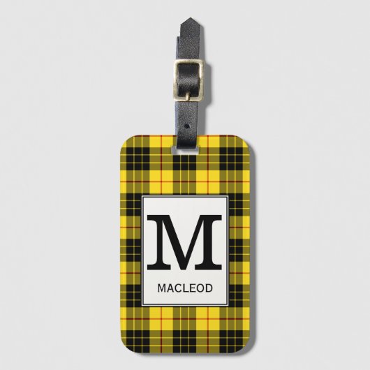 Clan MacLeod Tartan Monogrammed Bagagelabel (Voorkant (verticaal))