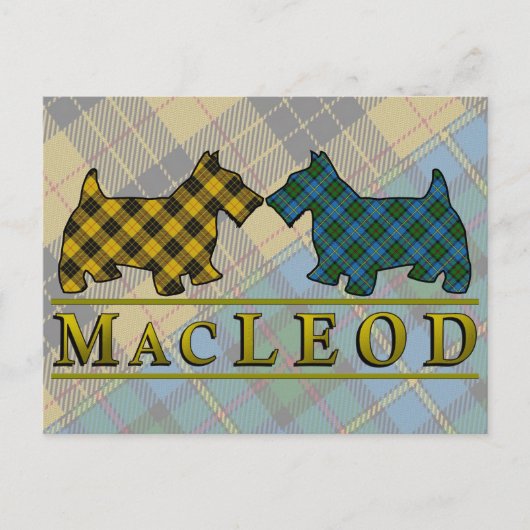 Clan MacLeod Tartan Scottie Dogs Briefkaart (Voorkant)