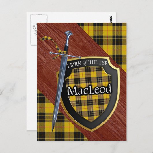 Clan MacLeod Tartan Sword & Shield Briefkaart (Voorkant / Achterkant)