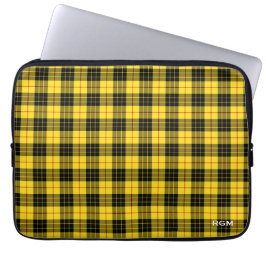 Clan MacLeod Tartan Yellow & Black geplakt monogra Laptop Sleeve