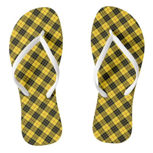 Clan MacLeod Tartan Yellow en Black Pset Teenslippers (Voetbed)
