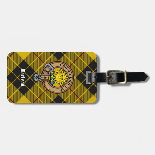 Clan MacLeod van Lewis Crest over Tartan Bagagelabel (Voorkant horizontaal)