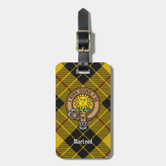 Clan MacLeod van Lewis Crest over Tartan Bagagelabel (Voorkant verticaal)