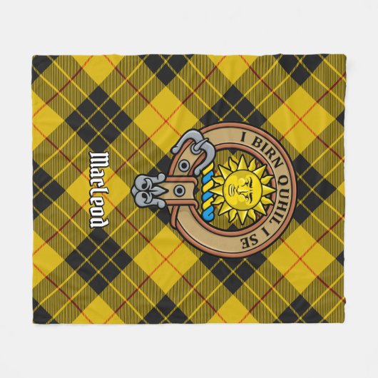 Clan MacLeod van Lewis Crest over Tartan Fleece Deken (Voorkant (Horizontaal))