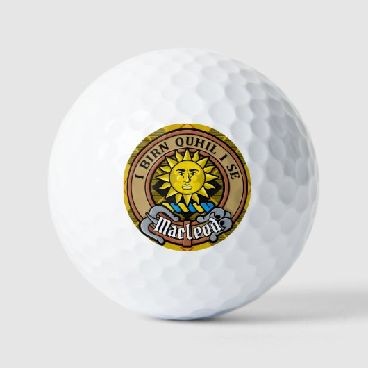 Clan MacLeod van Lewis Crest over Tartan Golfballen (Voorkant)