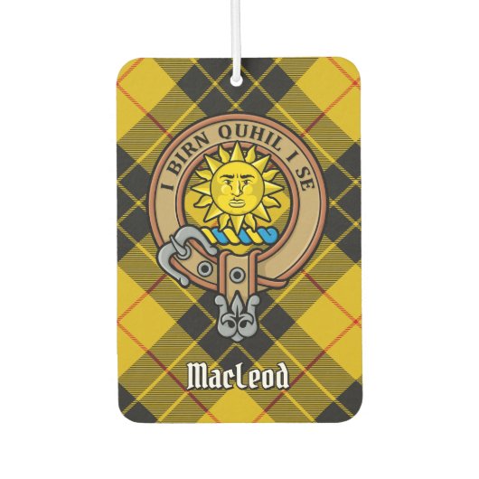Clan MacLeod van Lewis Crest over Tartan Luchtverfrisser (Voorkant)
