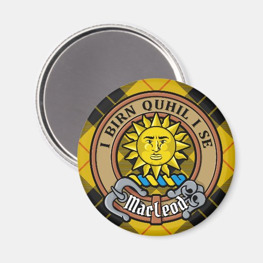 Clan MacLeod van Lewis Crest over Tartan Magneet (Voorkant / Achterkant)