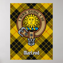 Clan MacLeod van Lewis Crest over Tartan