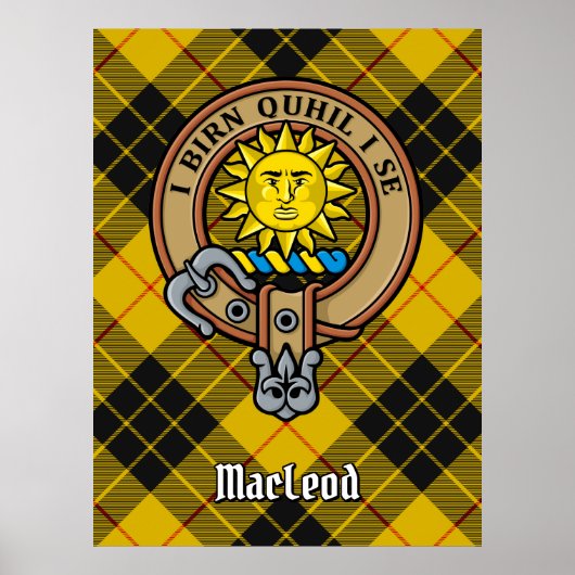 Clan MacLeod van Lewis Crest over Tartan Poster (Voorkant)
