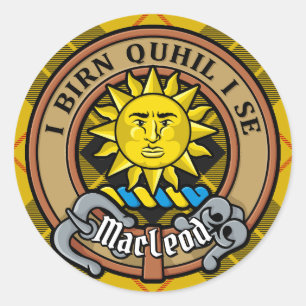 Clan MacLeod van Lewis Crest over Tartan Ronde Sticker