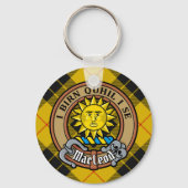 Clan MacLeod van Lewis Crest over Tartan Sleutelhanger (Voorkant)