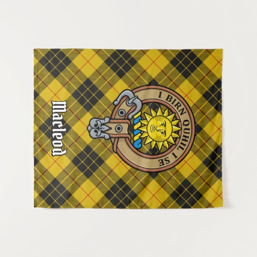 Clan MacLeod van Lewis Crest over Tartan Wandkleed (Voorkant (horizontaal))