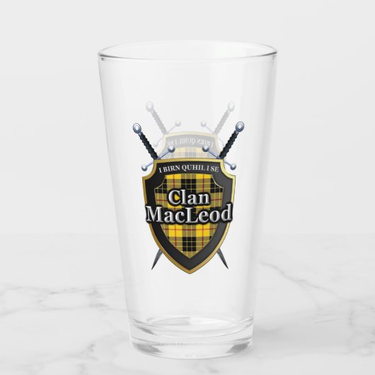Clan MacLeod van Lewis Tartan Shield Glas (Achterkant)