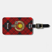 Clan MacLeod van Raasay Crest over Tartan Bagagelabel (Voorkant horizontaal)