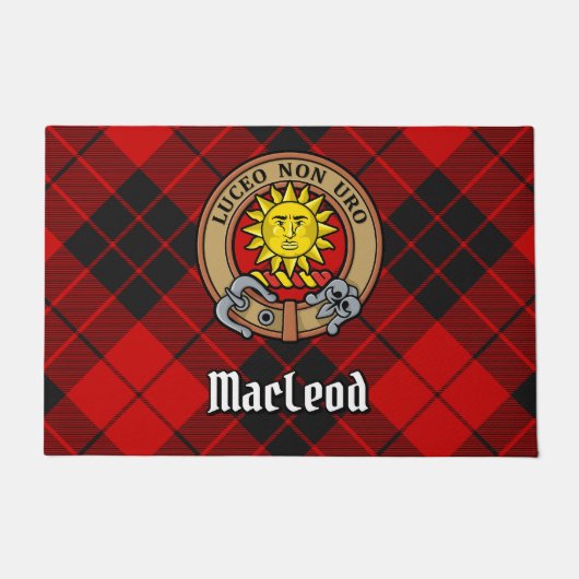 Clan MacLeod van Raasay Crest over Tartan Deurmat (Voorkant)