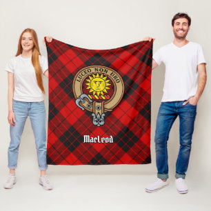 Clan MacLeod van Raasay Crest over Tartan Fleece Deken