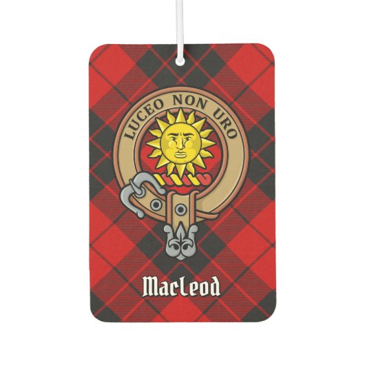 Clan MacLeod van Raasay Crest over Tartan Luchtverfrisser (Voorkant)