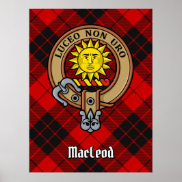 Clan MacLeod van Raasay Crest over Tartan Poster