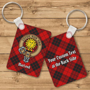 Clan MacLeod van Raasay Crest over Tartan Sleutelh Sleutelhanger