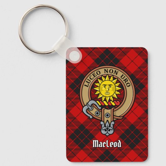 Clan MacLeod van Raasay Crest over Tartan Sleutelh Sleutelhanger (Voorkant)