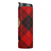 Clan MacLeod van Raasay Crest over Tartan Thermosbeker (Geroteerd rechts)