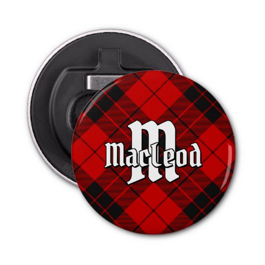 Clan Macleod van Raasay Tartan Button Flesopener (Voorkant)