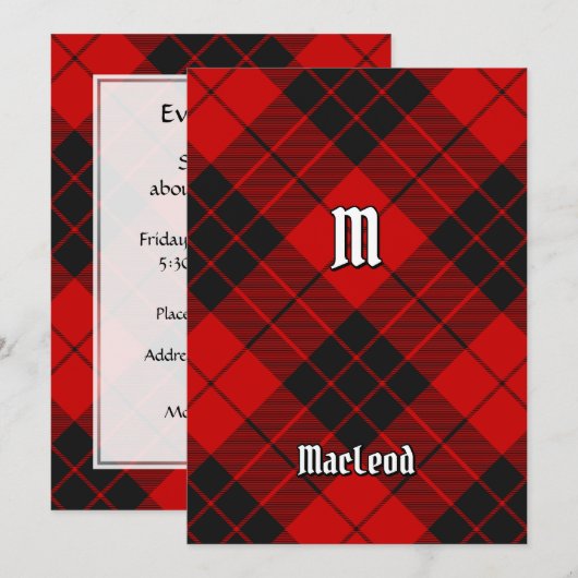 Clan Macleod van Raasay Tartan Kaart (Voorkant / Achterkant)
