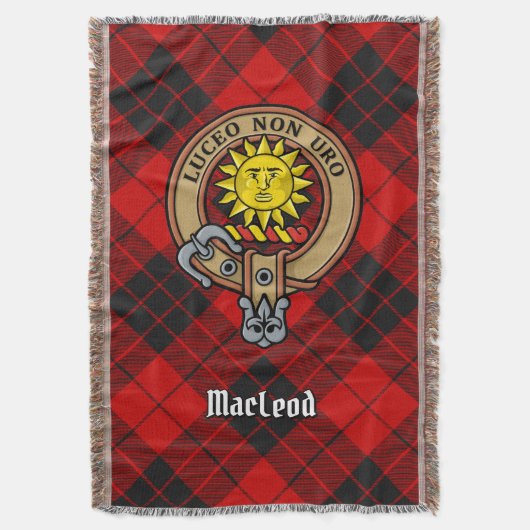 Clan MacLeod van Raasay Wapen over Tartan Deken (Voorkant Verticaal)