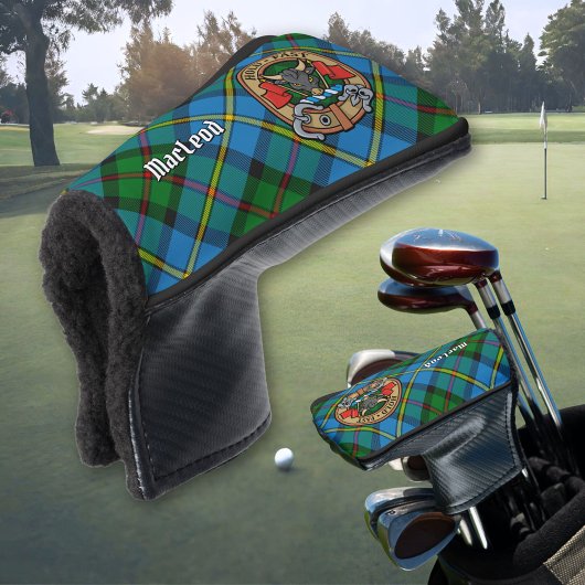 Clan MacLeod Wapen over Jagende Tartan Golfheadcover