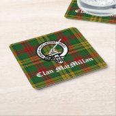Clan MacMillan Crest Badge en Tartan Kartonnen Onderzetters (Schuin)