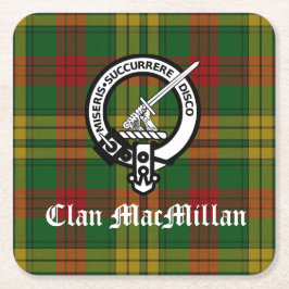 Clan MacMillan Crest Badge en Tartan Kartonnen Onderzetters