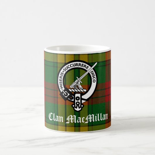Clan MacMillan Crest Badge en Tartan Koffiemok (Center)