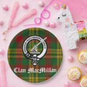 Clan MacMillan Crest Badge en Tartan Papieren Bordje (Feest)