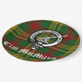 Clan MacMillan Crest Badge en Tartan Papieren Bordje (Gekanteld)