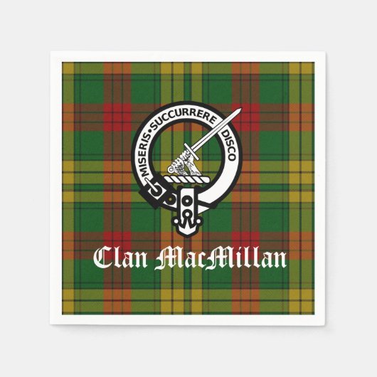 Clan MacMillan Crest Badge en Tartan Servet (Voorkant)