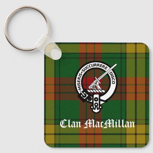 Clan MacMillan Crest Badge en Tartan Sleutelhanger (Voorkant)