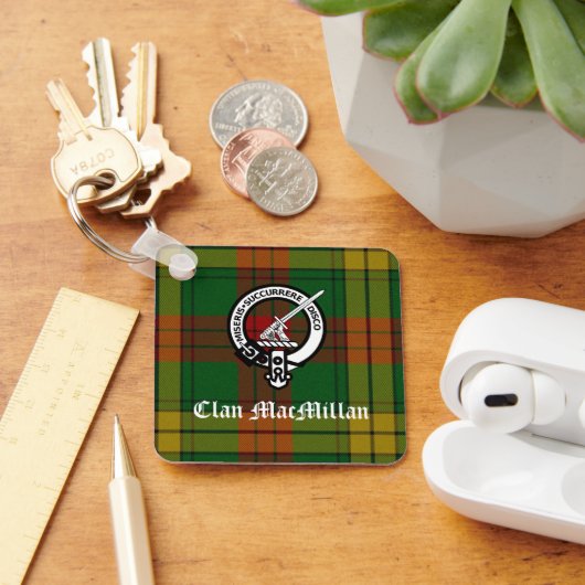 Clan MacMillan Crest Badge en Tartan Sleutelhanger (Bureau)
