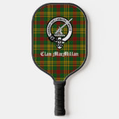 Clan MacMillan Crest Badge & Tartan Pickleball Paddle (Voorkant)