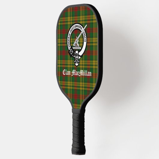 Clan MacMillan Crest Badge & Tartan Pickleball Paddle (Links)