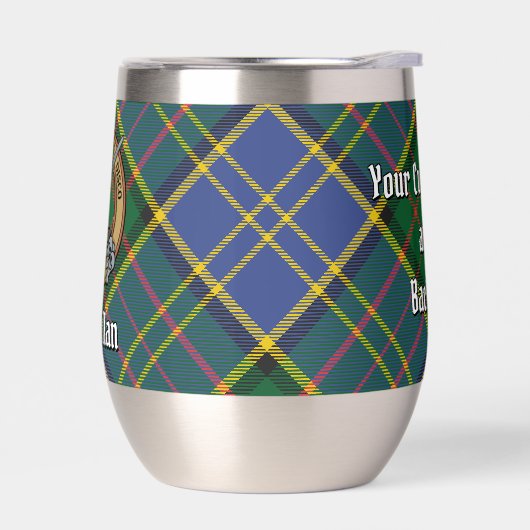 Clan MacMillan Crest over de jacht op Tartan (Links)