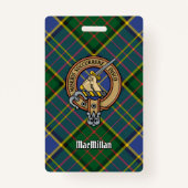 Clan MacMillan Crest over de jacht op Tartan Badge (Voorkant)