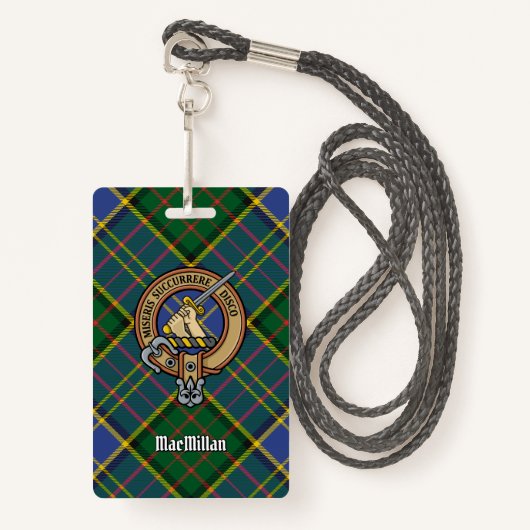 Clan MacMillan Crest over de jacht op Tartan Badge (Voorkant met draagriem)