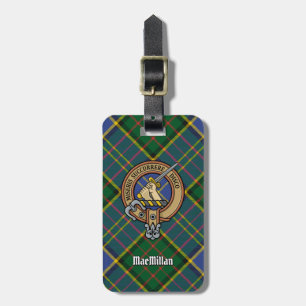 Clan MacMillan Crest over de jacht op Tartan Bagagelabel