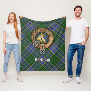 Clan MacMillan Crest over de jacht op Tartan Fleece Deken