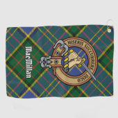 Clan MacMillan Crest over de jacht op Tartan Golfhanddoek (Horizontaal)