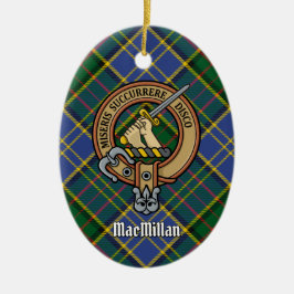 Clan MacMillan Crest over de jacht op Tartan Keramisch Ornament